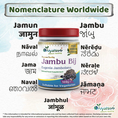 DivyaHerb Jambu Bij Powder 100 gram - Daily Wellness Support