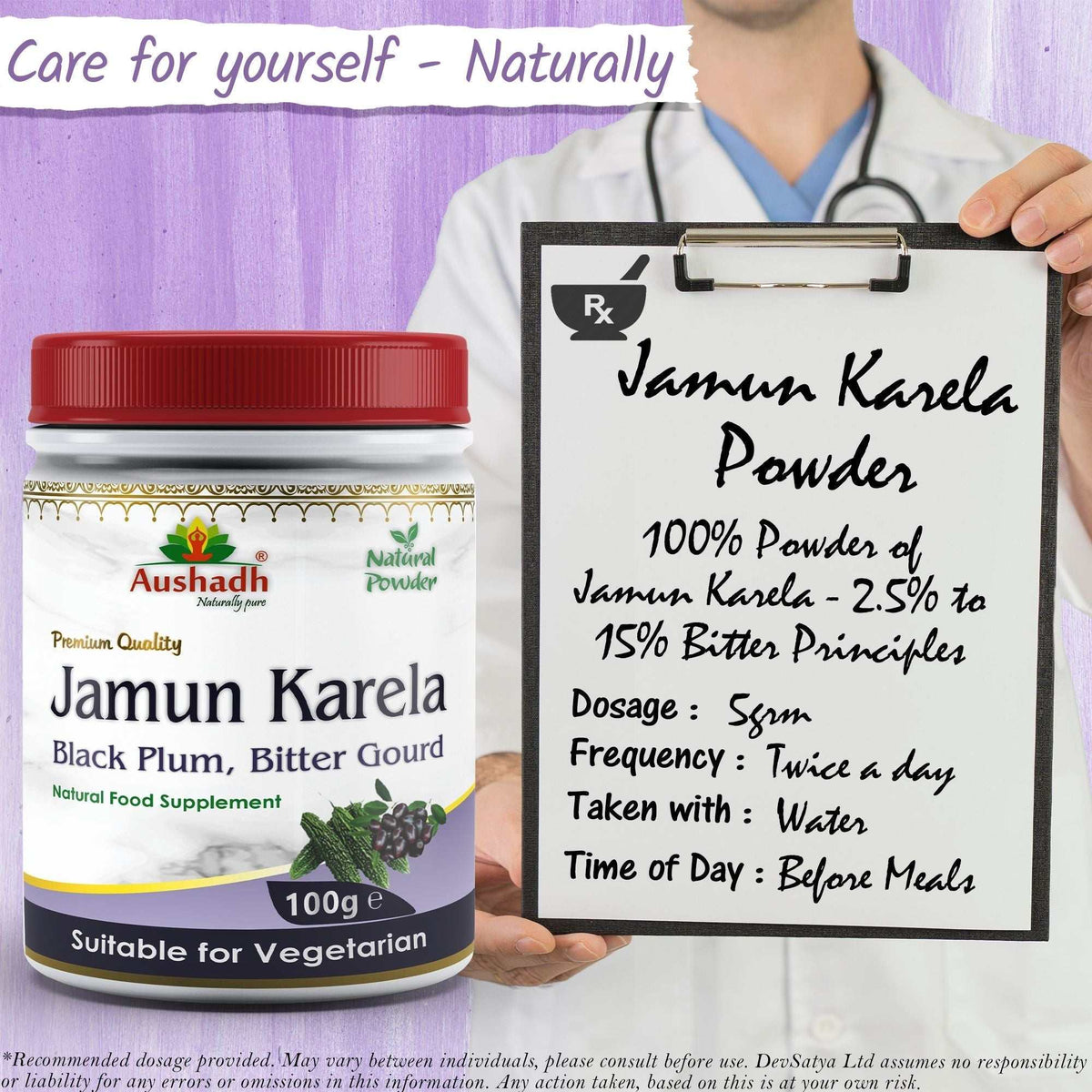 Aushadh Jamun Karela Powder 100 gram - Daily Wellness Support