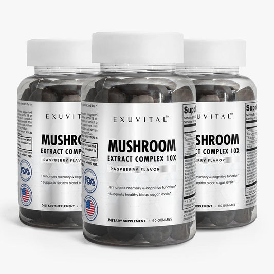 Mushroom Extract Complex supplement icons for vegetarian and vegan friendly options