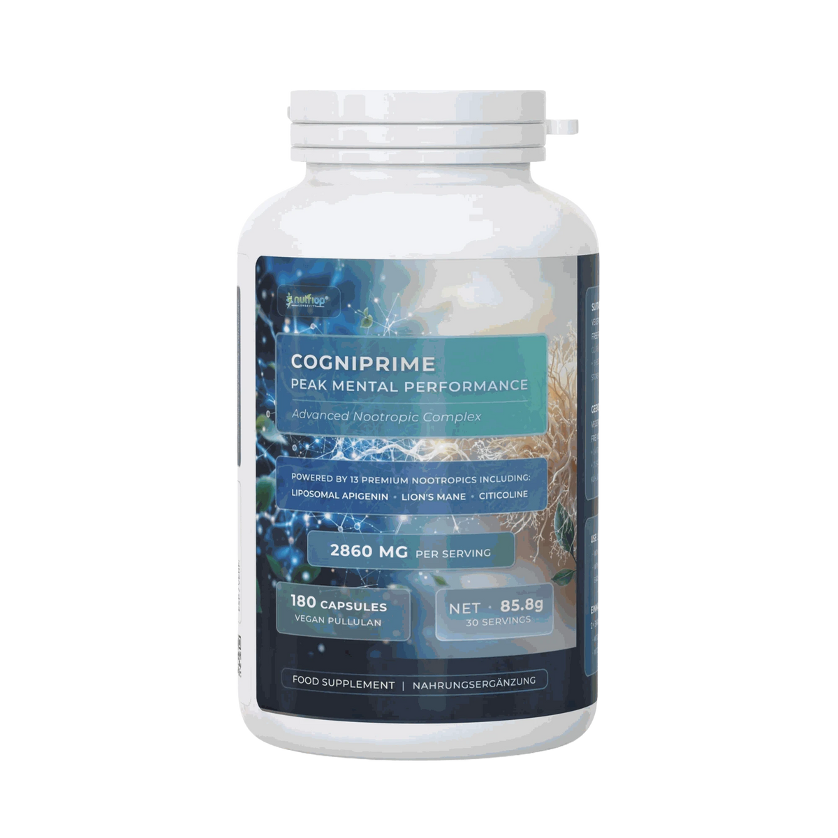 Nutriop® COGNIPRIME® - Premium Nootropic & Cognitive Longevity Stack (180 Capsules)
