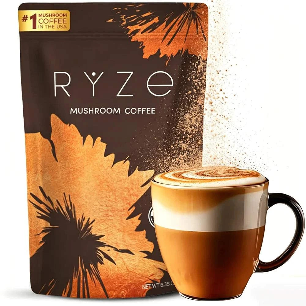 Organic Mushroom Coffee Powder with 6 adaptogenic mushrooms for energy, focus, digestion, and immunity support