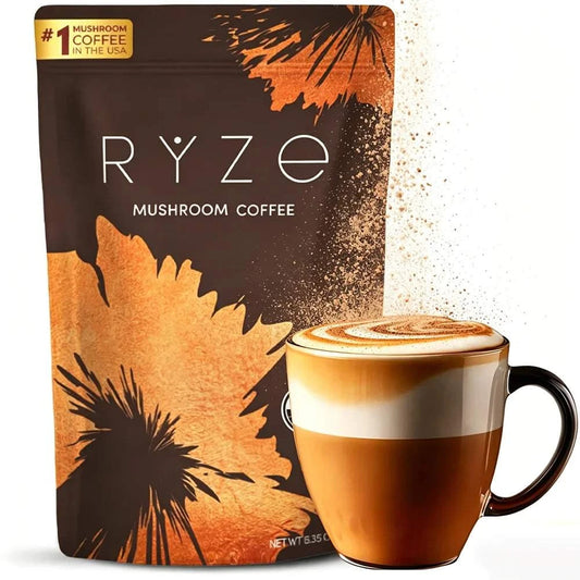 Organic Mushroom Coffee Powder with 6 adaptogenic mushrooms for energy, focus, digestion, and immunity support