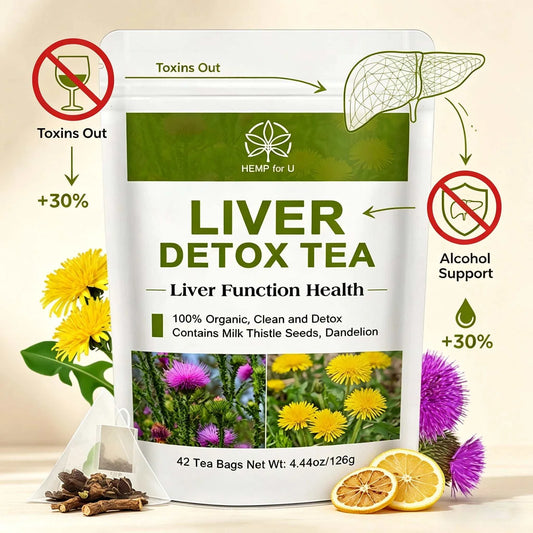 Organic liver detox tea with dandelion root and milk thistle for liver cleanse and alcohol support