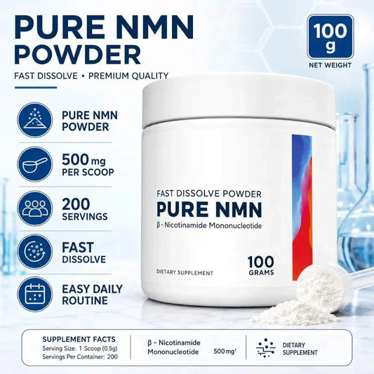 NMN Powder 100g 99% purity fast dissolve β-Nicotinamide Mononucleotide supplement for cellular energy support
