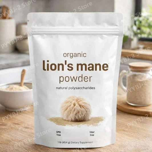 Organic Lion’s Mane Mushroom Powder 454g bag for brain focus energy immune support
