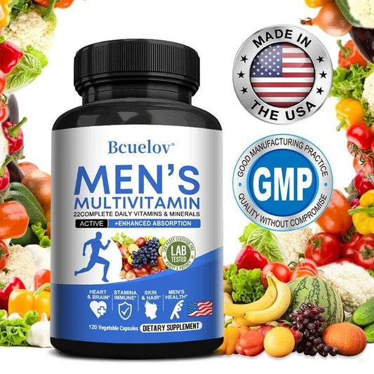 Bottle of Multivitamin for Men daily supplement with 120 vegetarian capsules for energy and brain health
