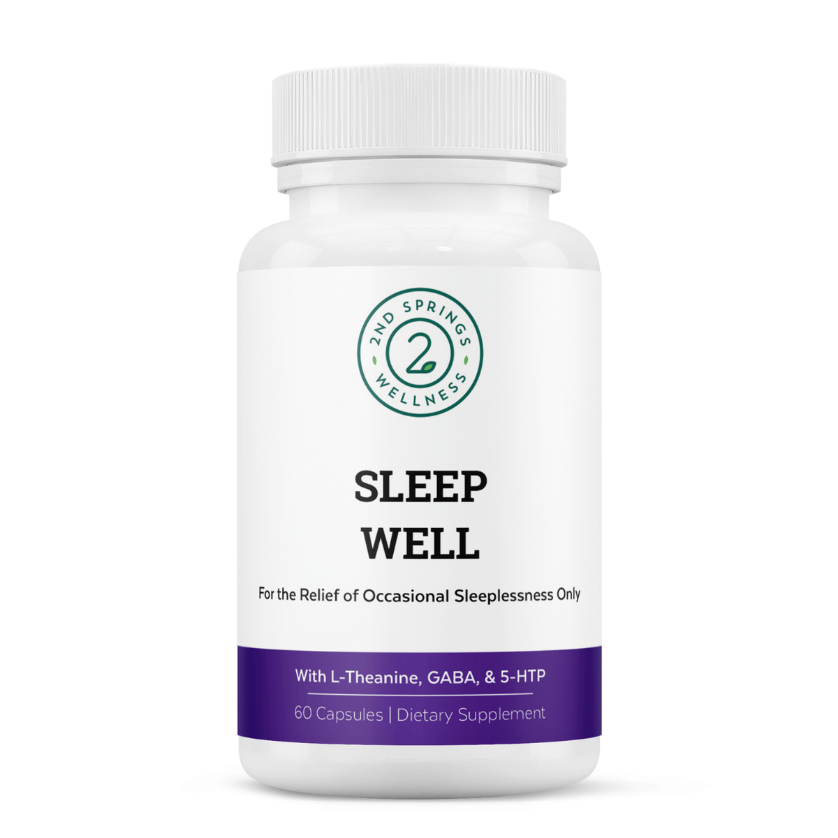 Sleep Well stress relief and sleep support formula bottle promoting deeper, restful sleep and relaxation